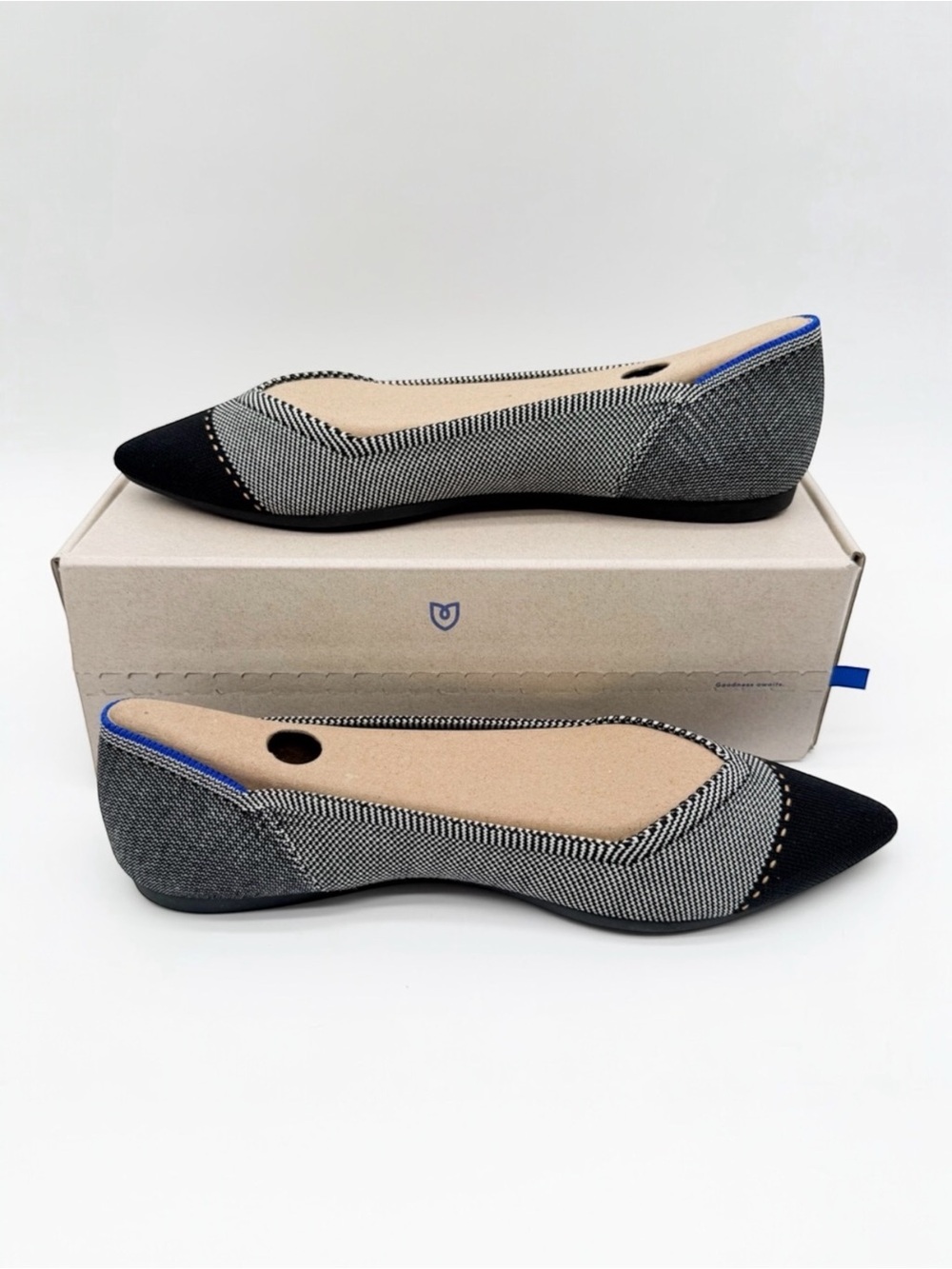 Rothy's The Point Grey Mist Cap Toe Knit Flats Washable Sustainable 10 NEW